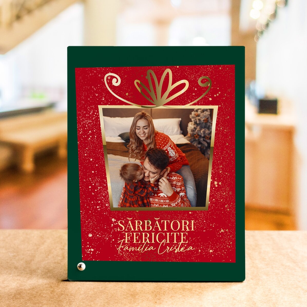 Ramă foto de birou personalizată cu poză și text - Christmas Gift