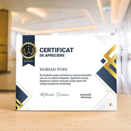 Ramă foto de birou personalizată cu text - Apreciere angajați