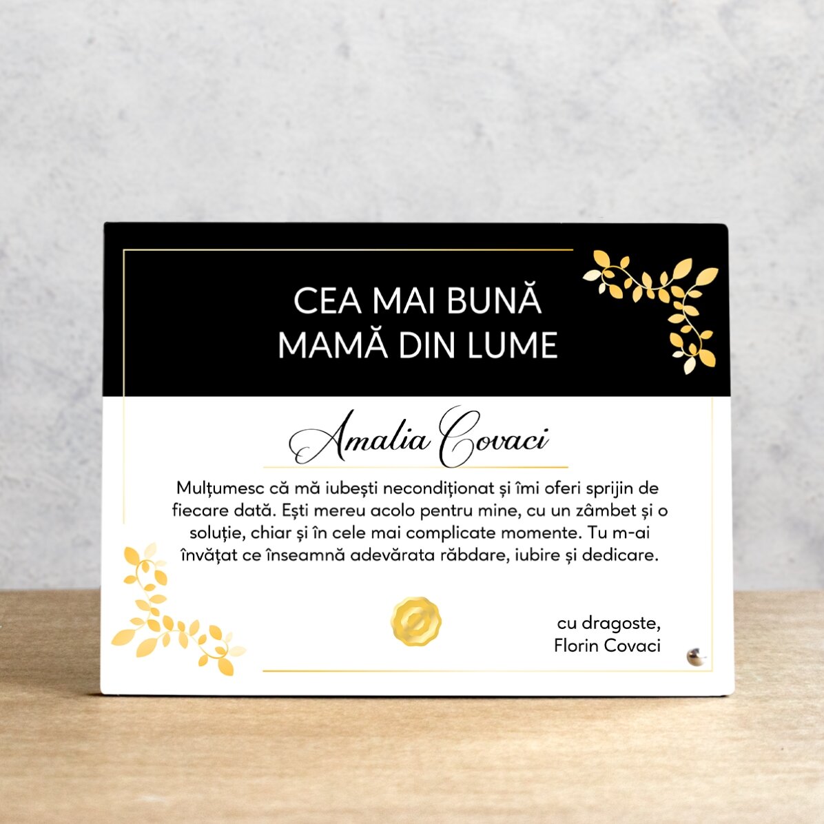 Ramă foto de birou personalizată - Diplomă de apreciere pentru cei dragi