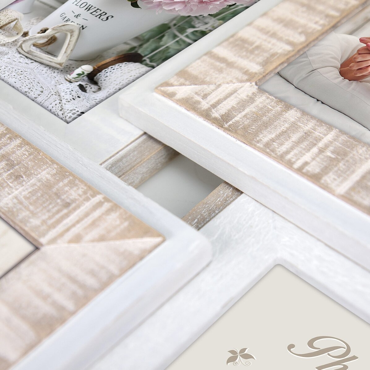 Ramă foto cu 4 poze 35x35 cm - model vintage