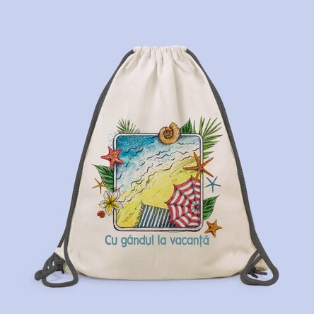 Rucsac personalizat cu mesaj - Cu gândul la vacanță