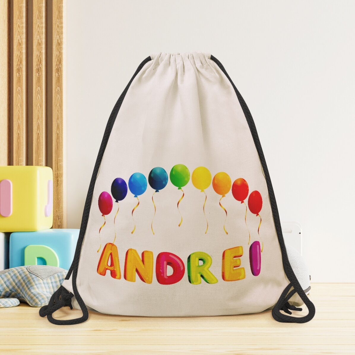 Rucsac personalizat cu nume - Baloane colorate