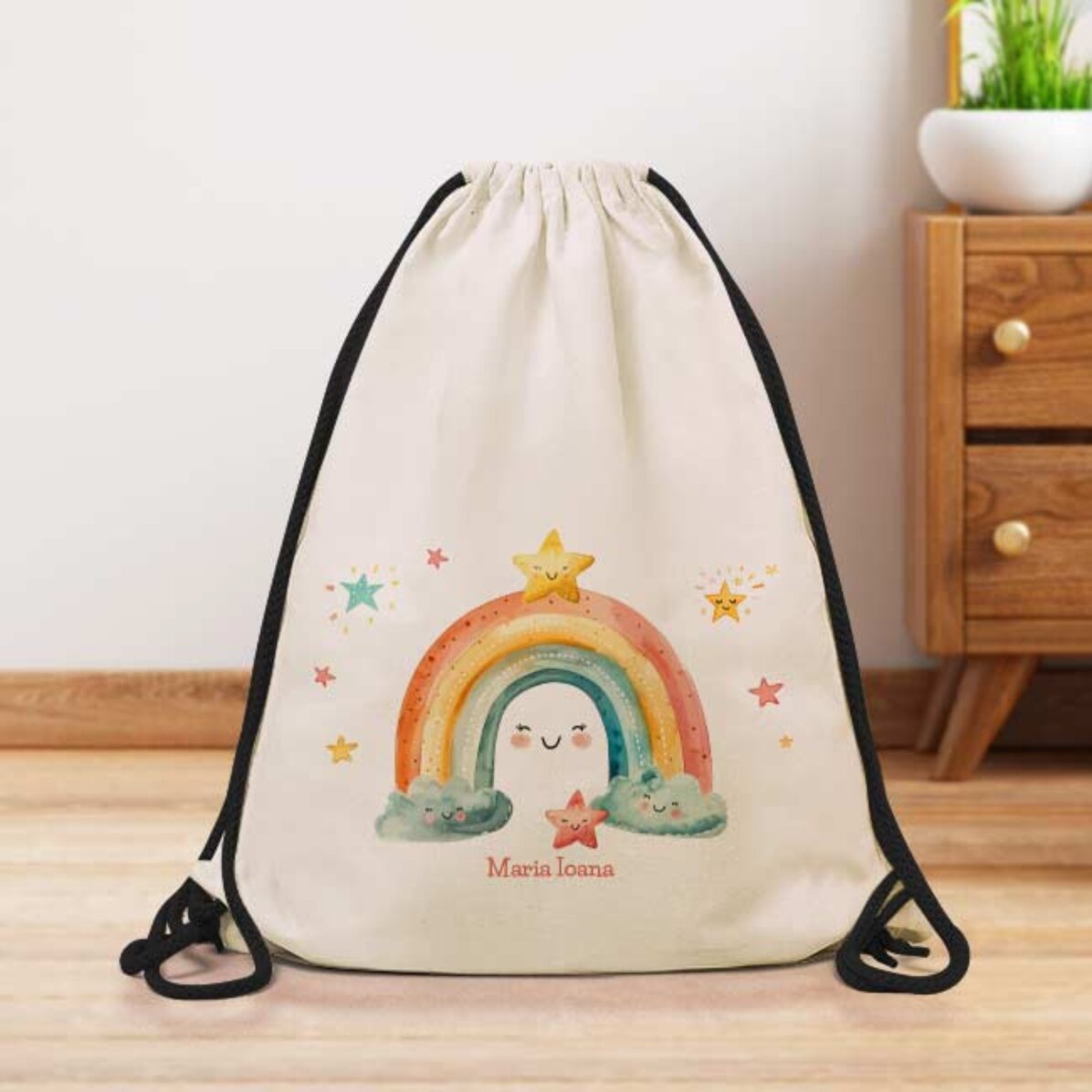 Rucsac personalizat cu nume - Curcubeu