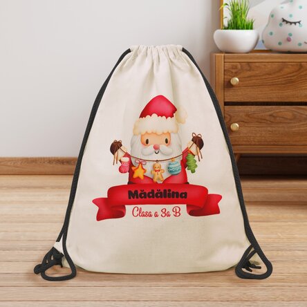Rucsac personalizat cu nume - Moș Crăciun