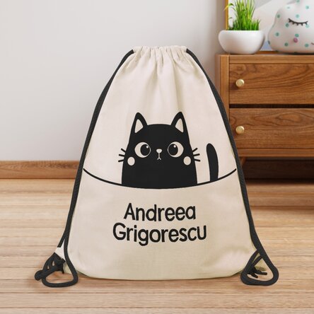 Rucsac personalizat cu nume - Pisică