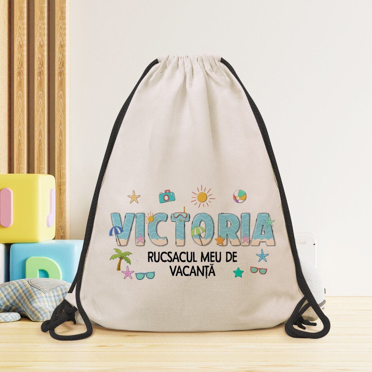 Rucsac personalizat cu nume și mesaj - Vacanța de vară