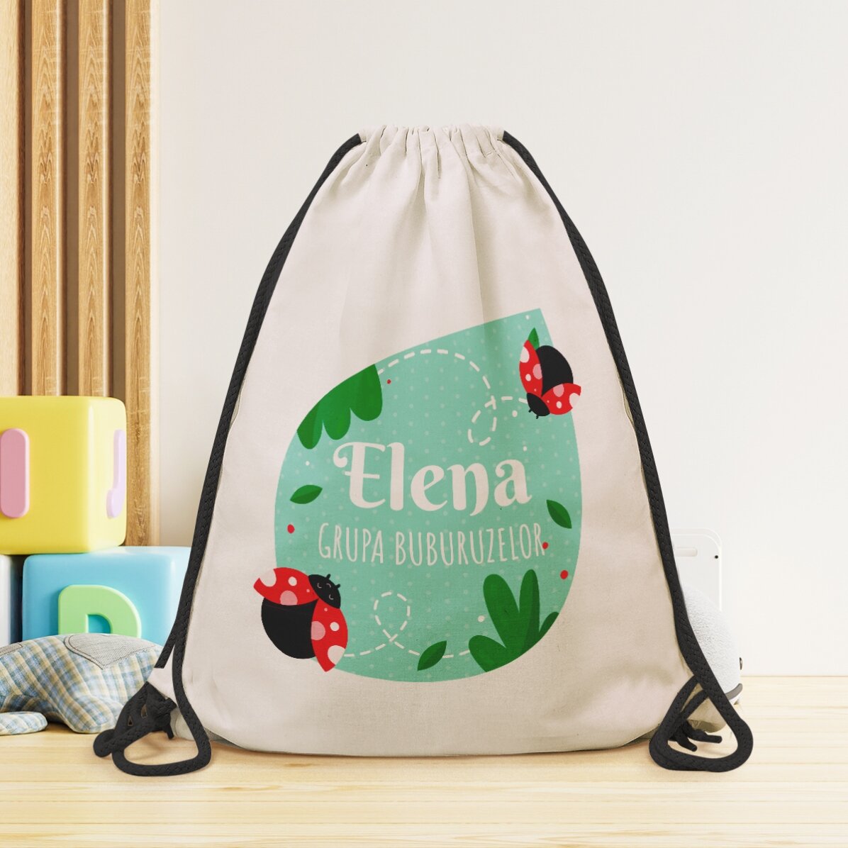 Rucsac personalizat cu text - Buburuze