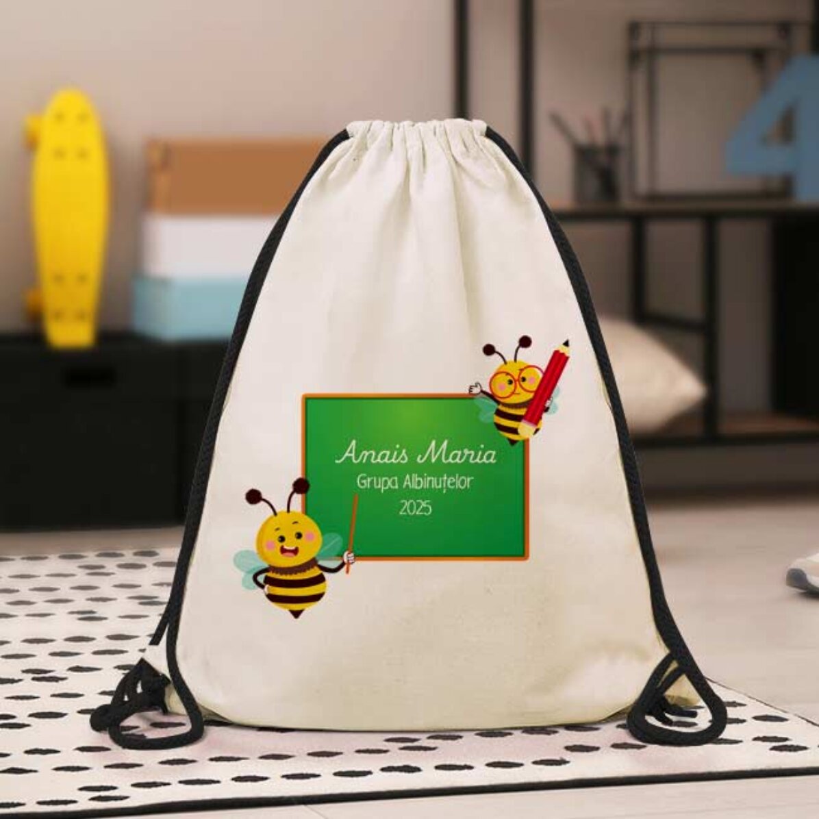 Rucsac personalizat cu text - Prima zi la grădiniță