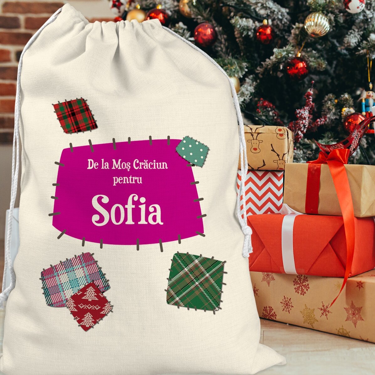 Sac pentru cadouri personalizat cu text - Petic