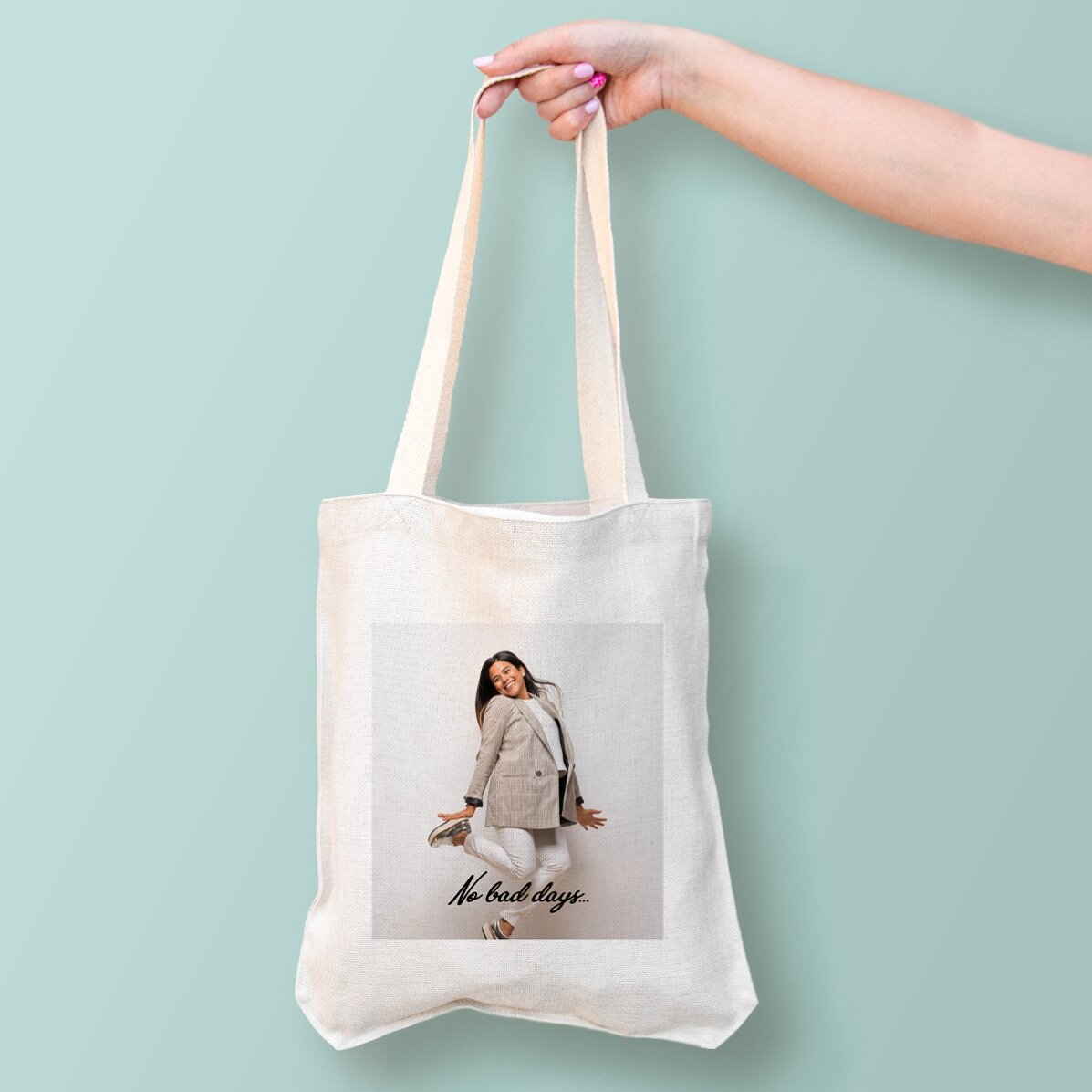 Sacoșă personalizată cu poza si text - No bad days