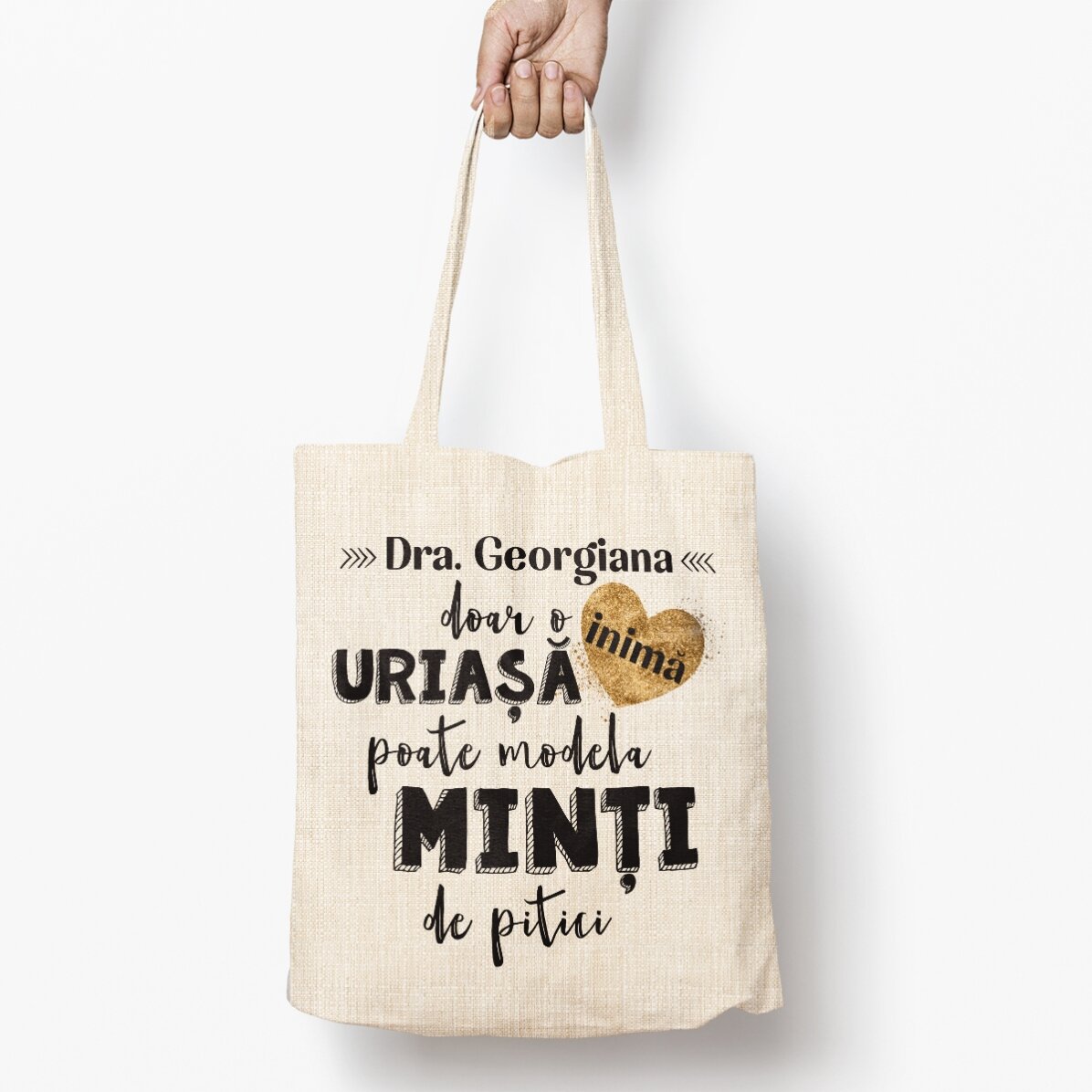 Sacoșă personalizată cu text - Inimă de profesor