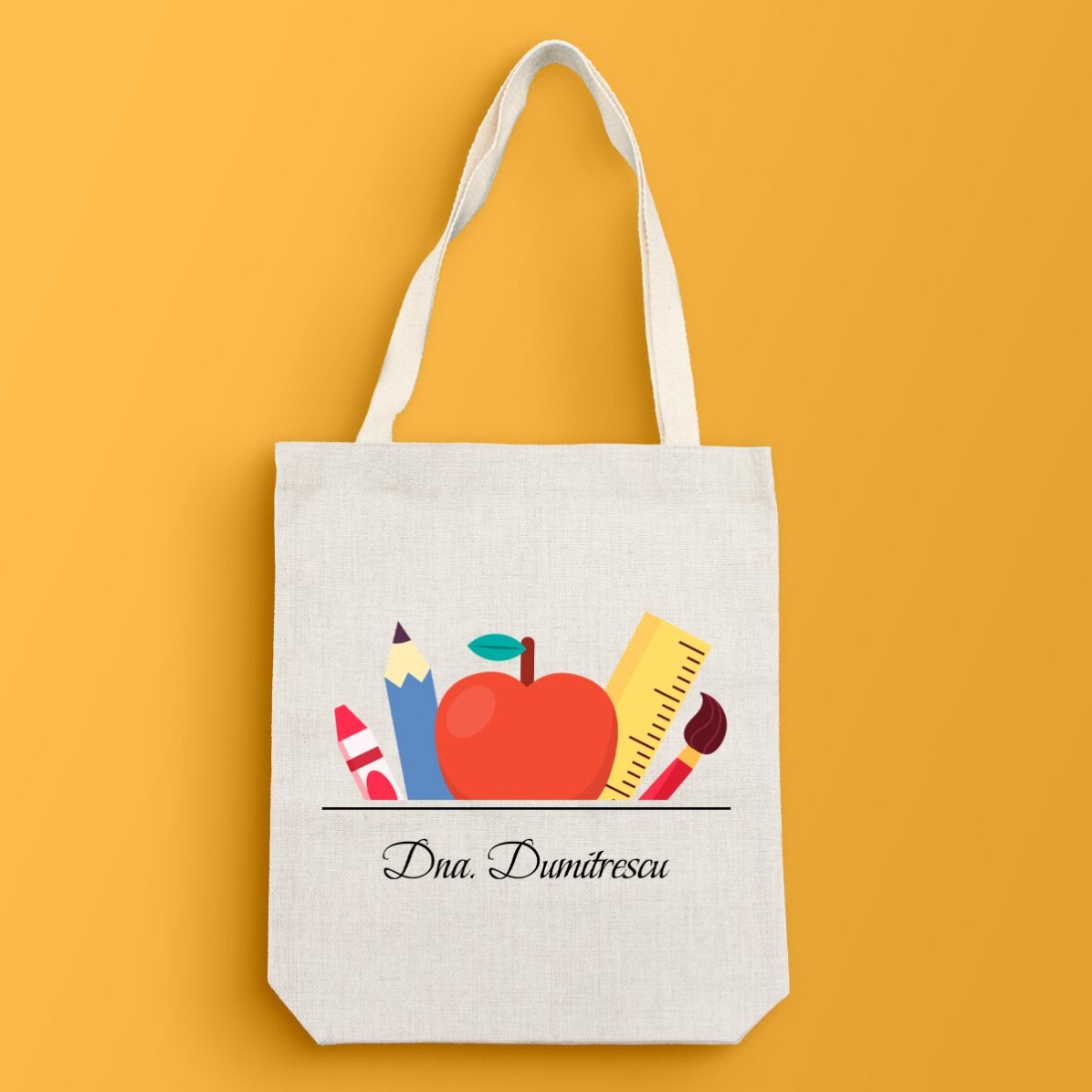 Sacoșă personalizată cu text pentru profesori