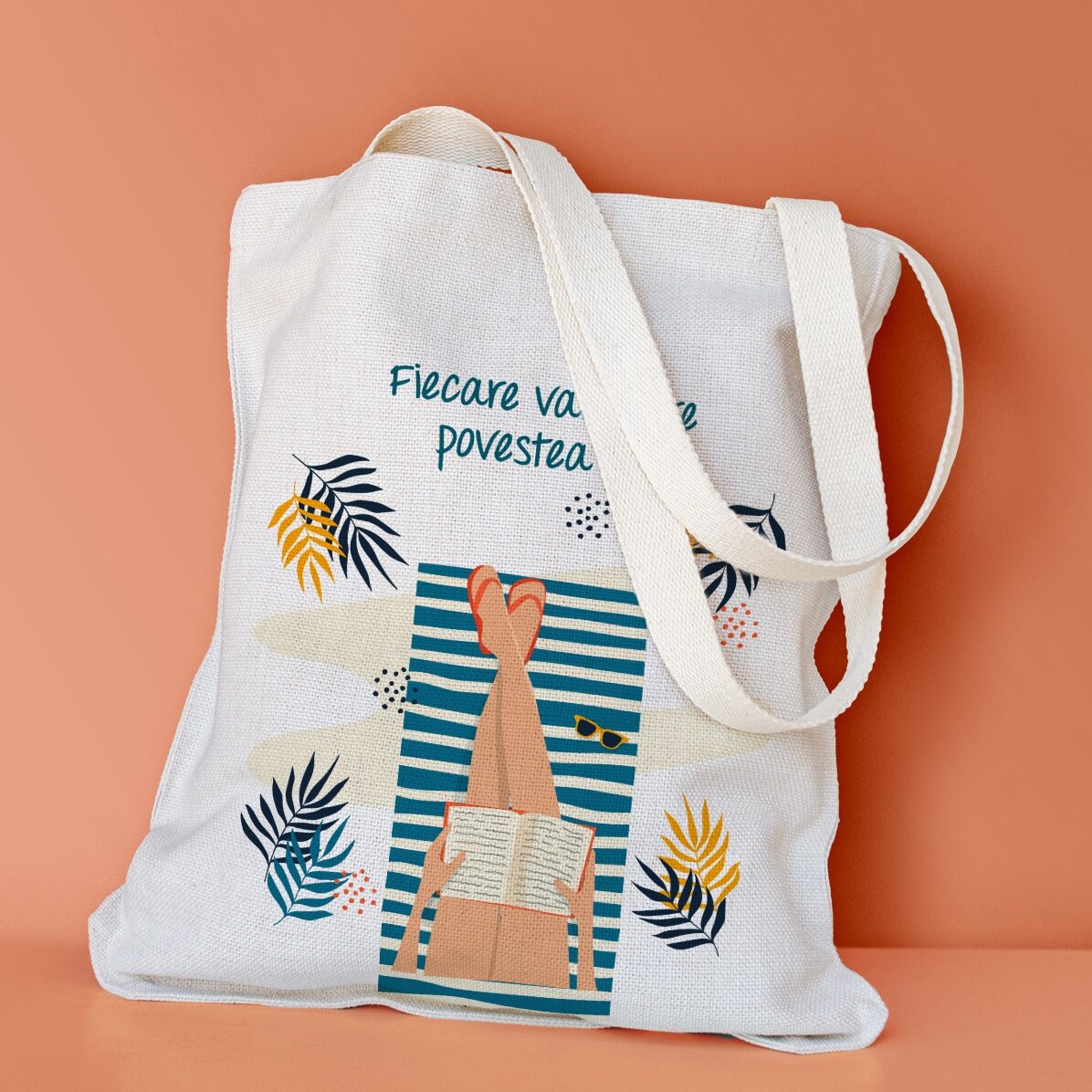 Sacoșă personalizată cu text - Poveste de vară