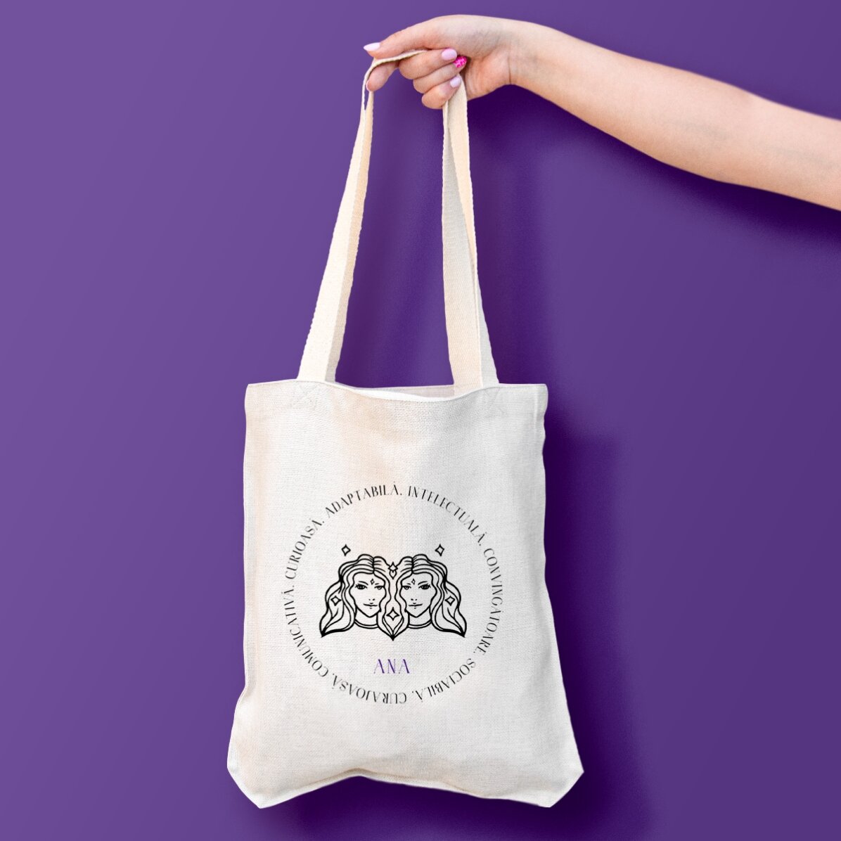 Sacoșă personalizată cu text - Zodia Gemeni