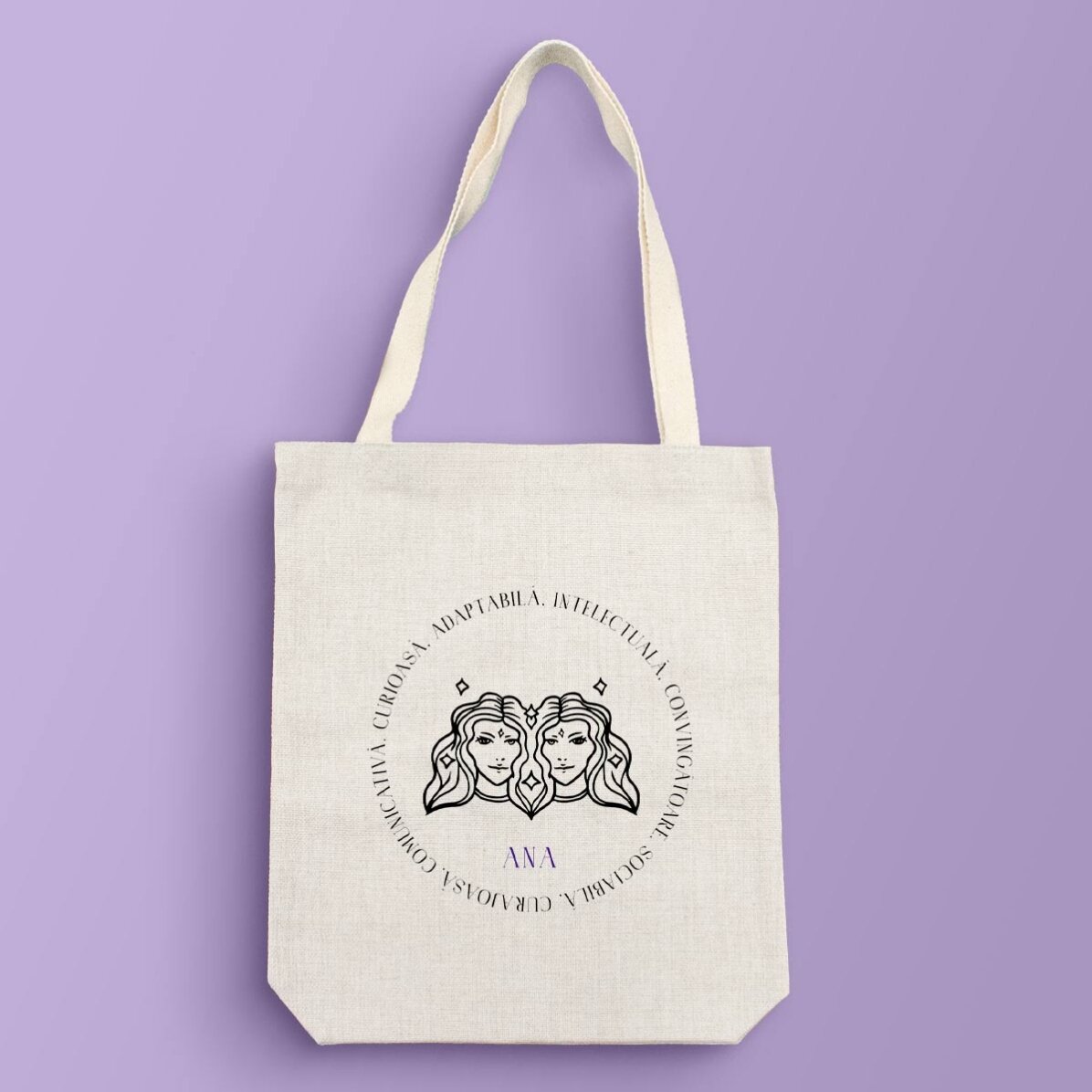 Sacoșă personalizată cu text - Zodia Gemeni