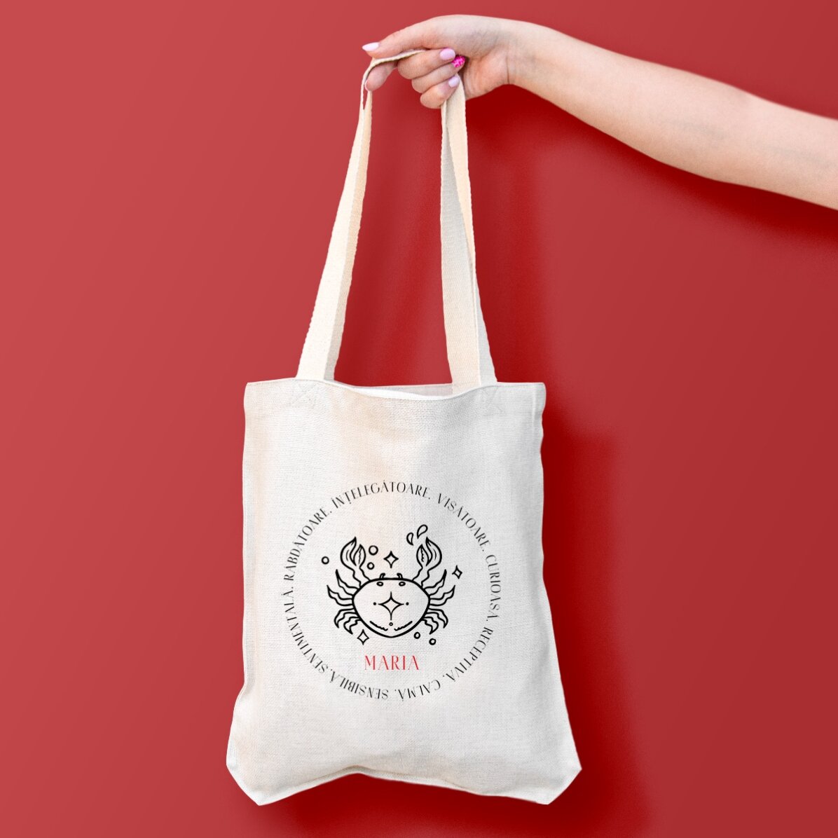 Sacoșă personalizată cu text - Zodia Rac
