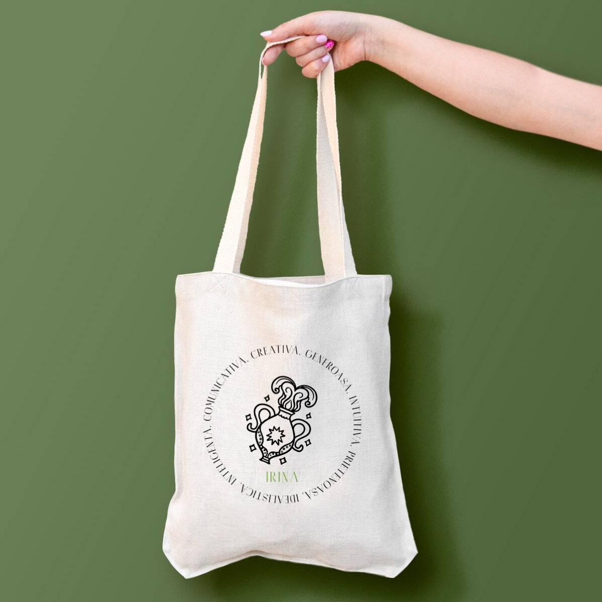 Sacoșă personalizată cu text - Zodia Vărsător