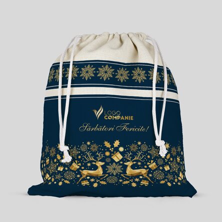 Săculeț 36x39 cm personalizat cu logo - Poveste de Crăciun
