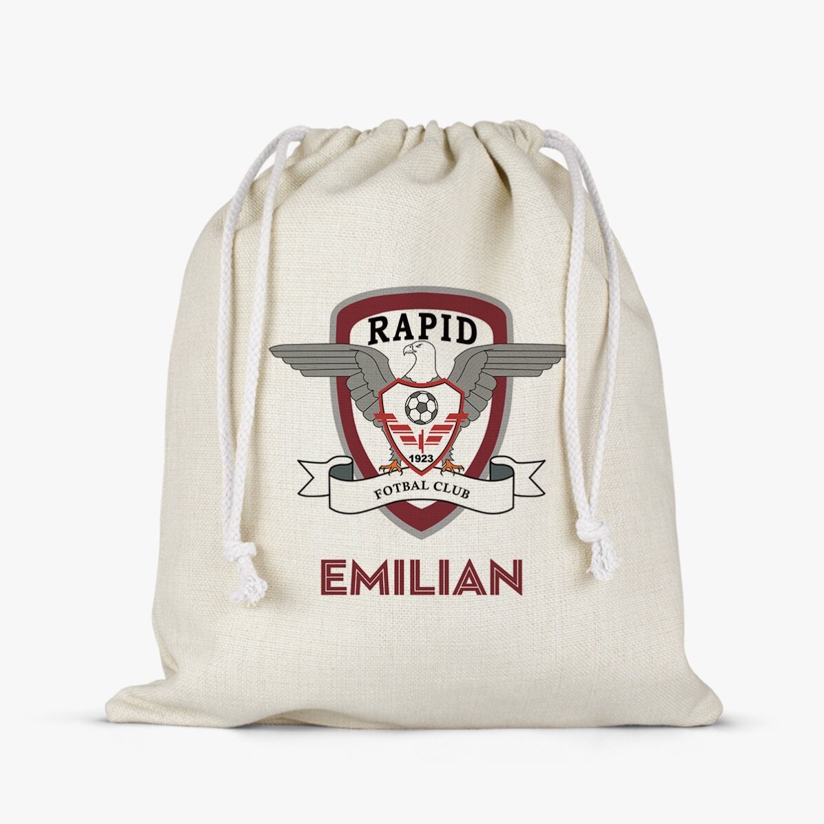 Săculeț mediu FC Rapid personalizat cu nume