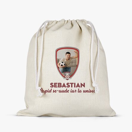 Săculeț mediu FC Rapid personalizat cu poză și mesaj 