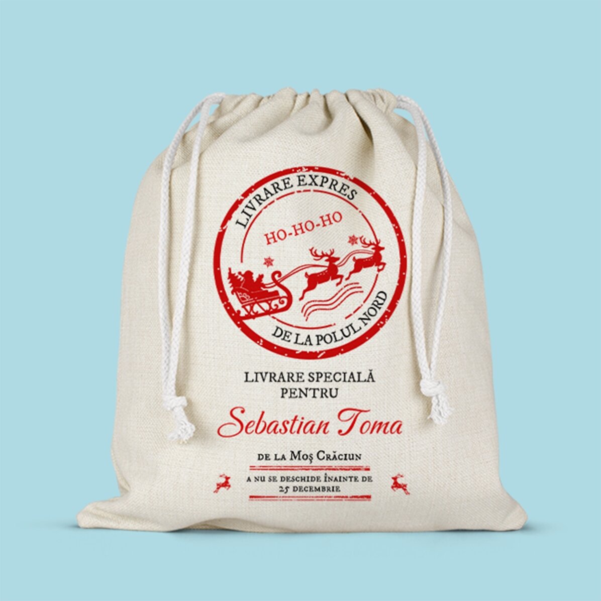 Săculeț mediu pentru cadouri personalizat cu nume - Livrare specială