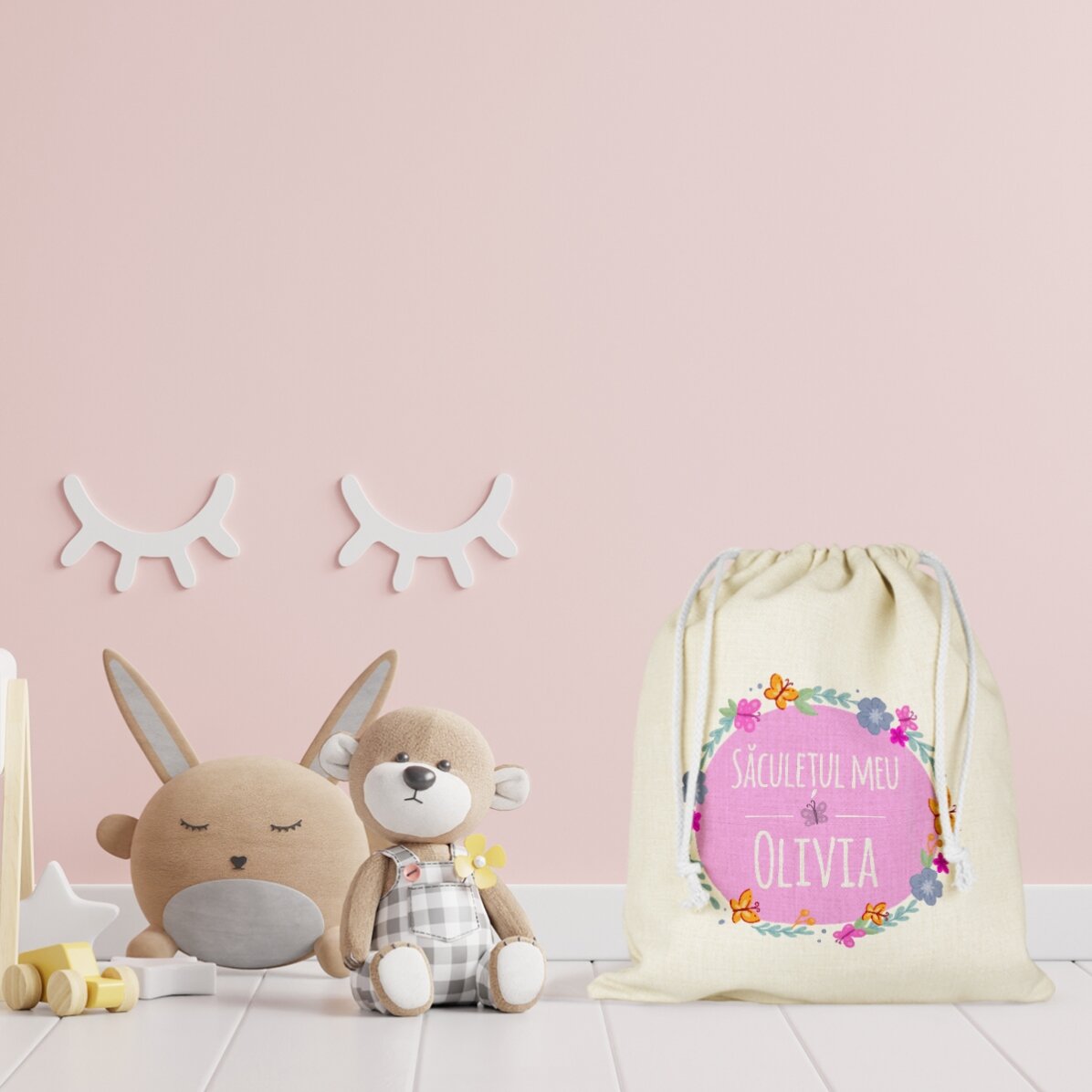 Săculeț mediu personalizat cu nume - Little girl