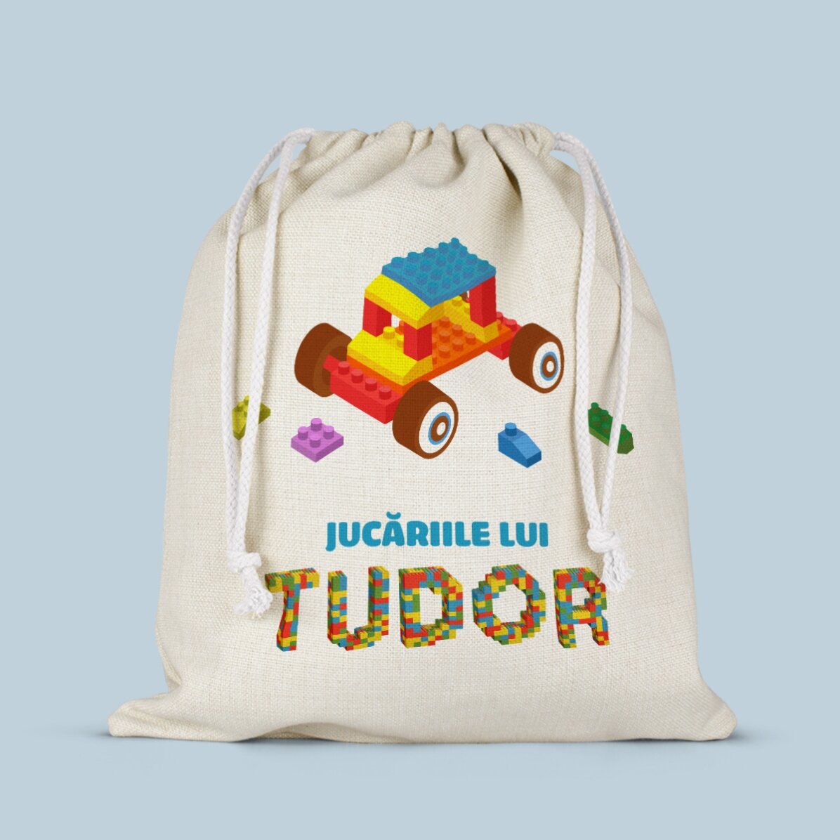 Săculeț mediu personalizat cu text - Lego