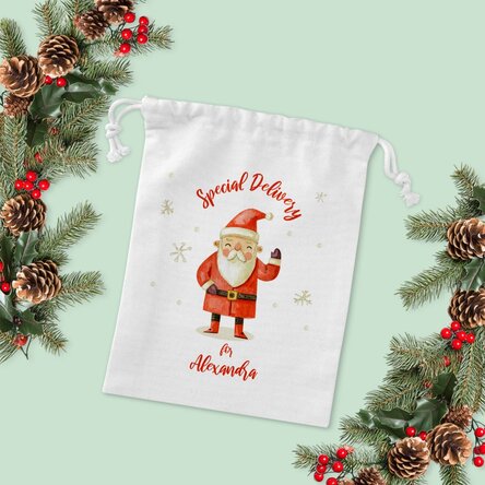 Săculeț mic pentru cadouri personalizat cu nume - Special Delivery