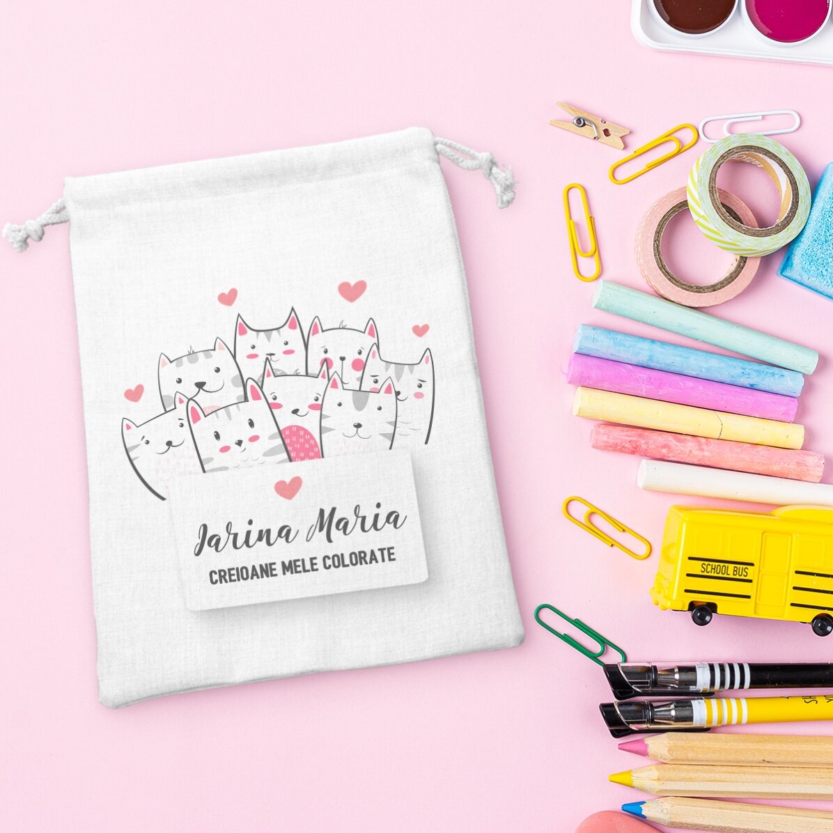 Săculeț mic personalizat cu text - Kitty