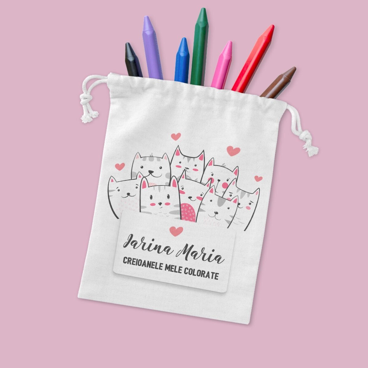 Săculeț mic personalizat cu text - Kitty