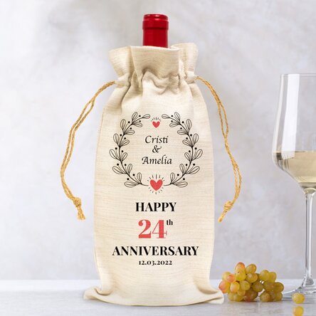 Săculeț personalizat pentru sticlă de vin - Model Aniversare