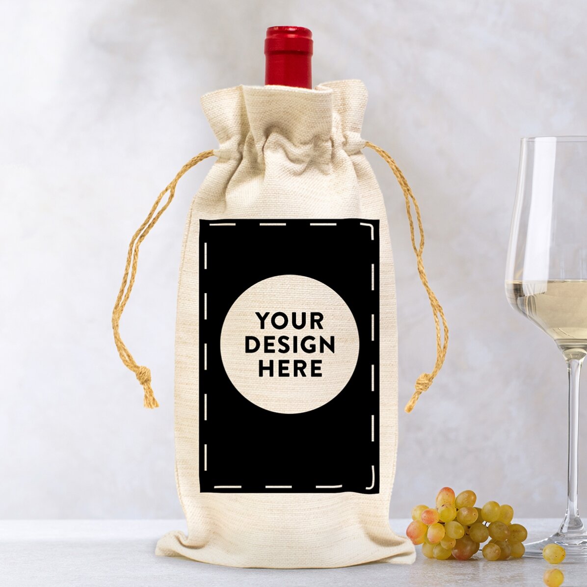 Săculeț pentru sticlă de vin personalizat cu grafica ta