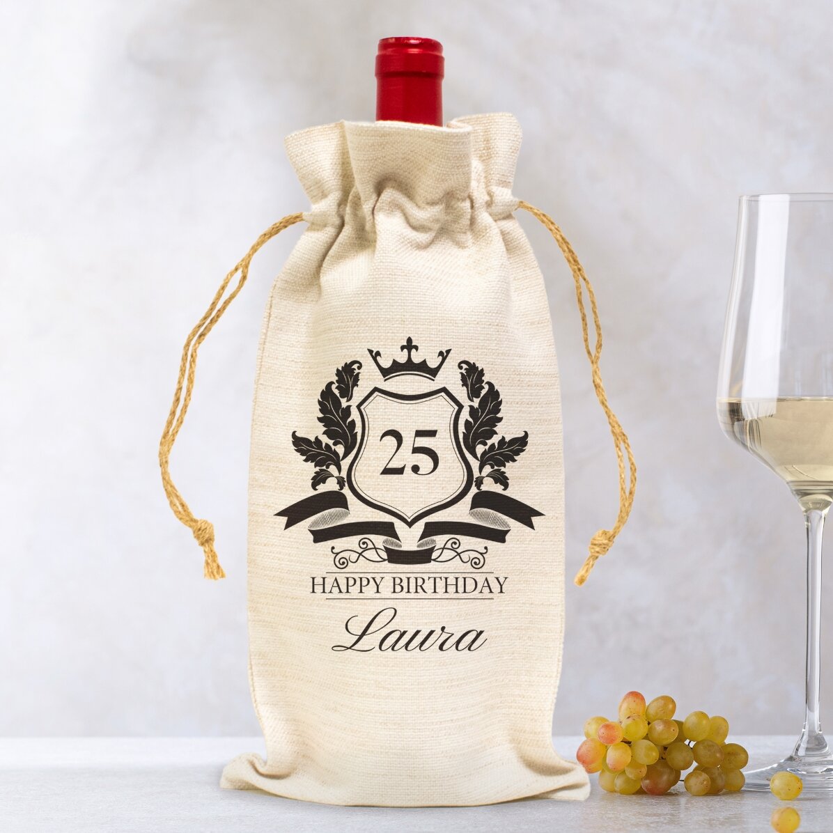 Săculeț personalizat pentru sticlă de vin - Royalty