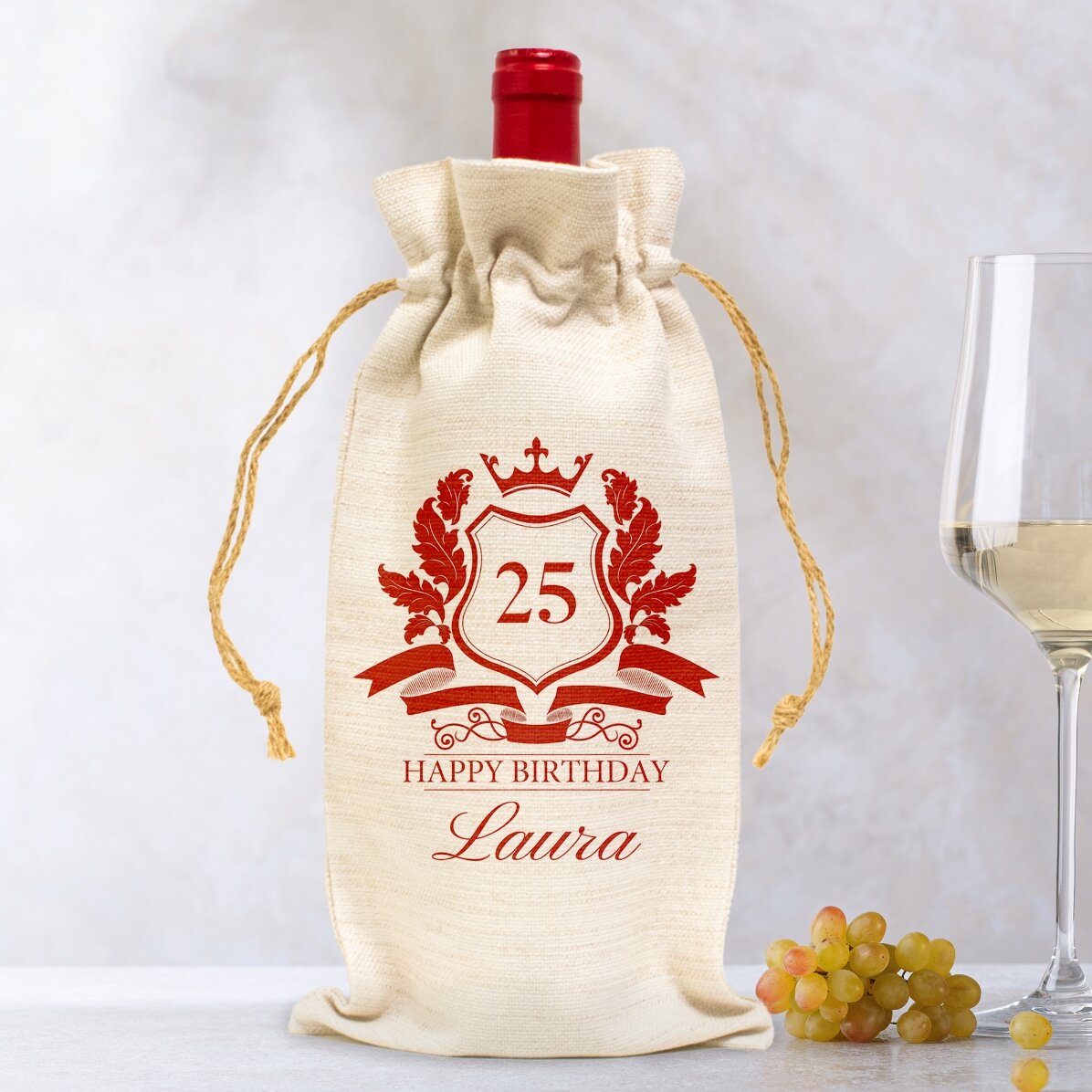 Săculeț personalizat pentru sticlă de vin - Royalty