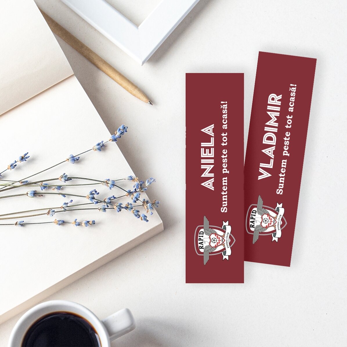 Semn de carte FC Rapid personalizat cu nume și mesaj