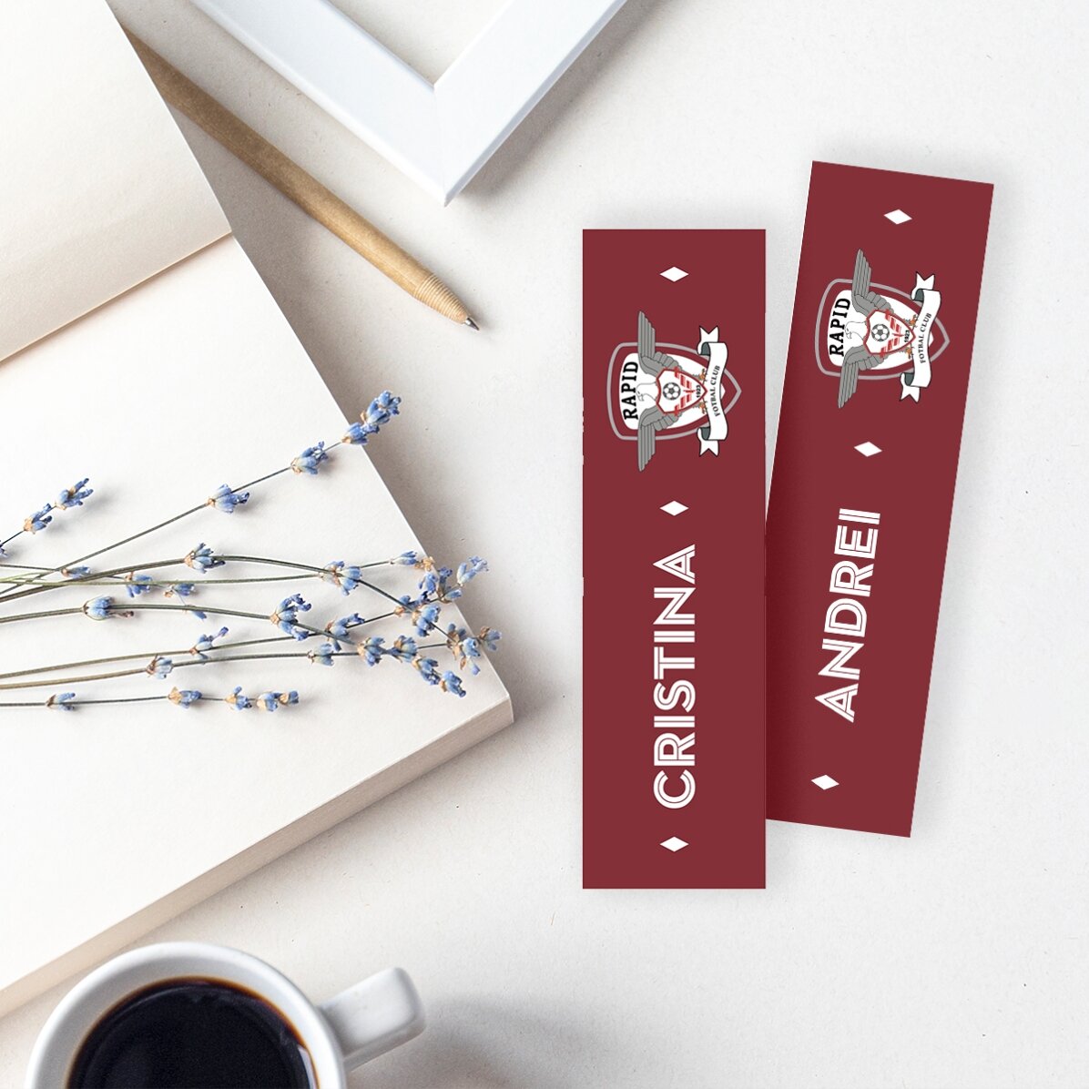 Semn de carte FC Rapid personalizat cu nume