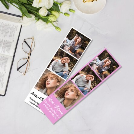 Semn de carte personalizat cu 3 poze și mesaj