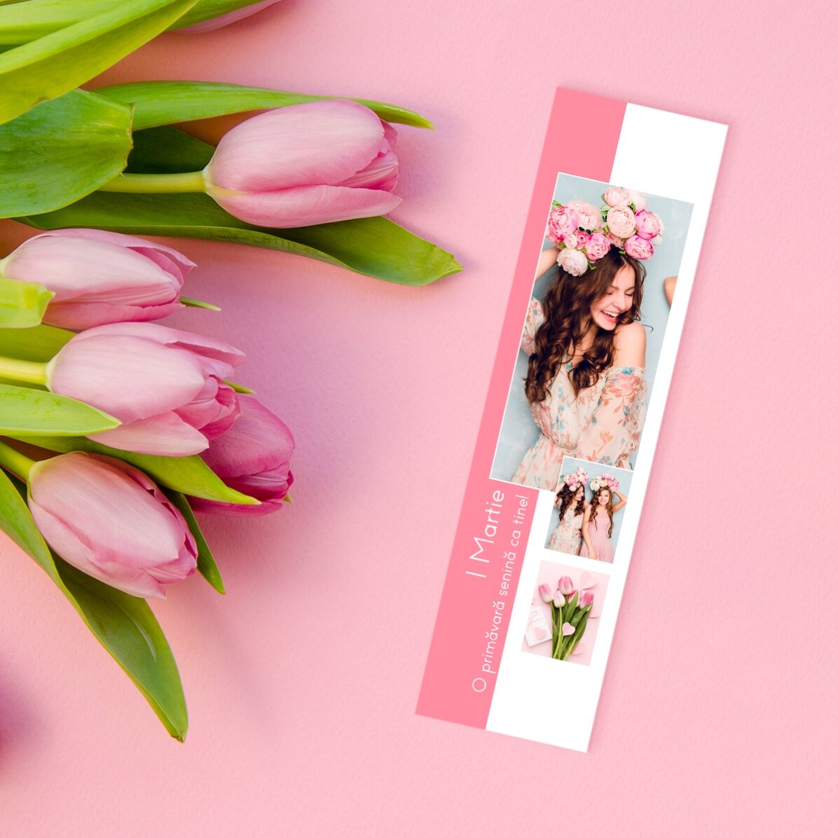 Semn de carte personalizat cu 3 poze și text - You are special