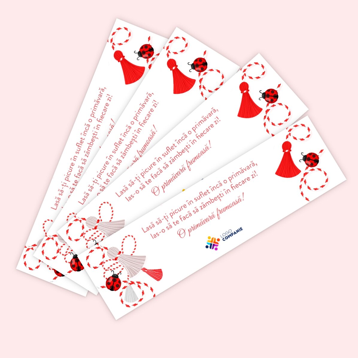 Semn de carte personalizat cu logo și mesaj - Mărțișor