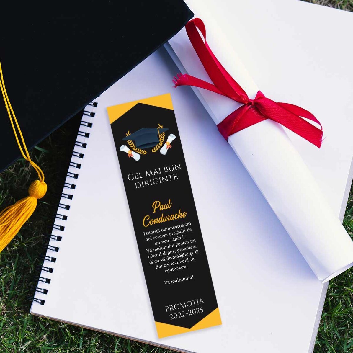 Semn de carte personalizat cu mesaj  de absolvire