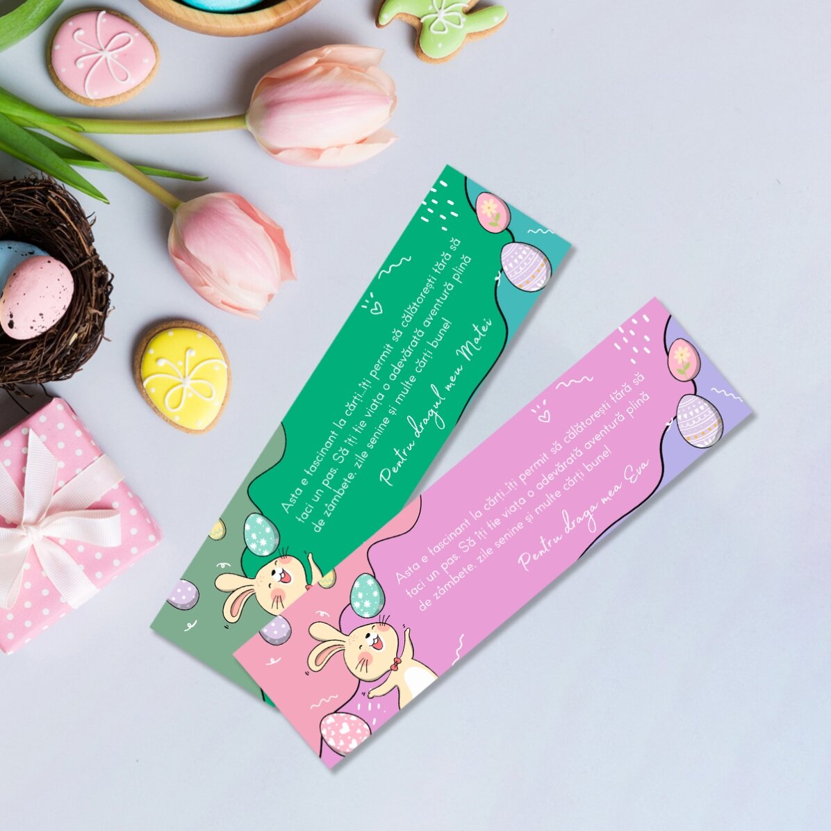 Semn de carte personalizat cu mesaj de Paște