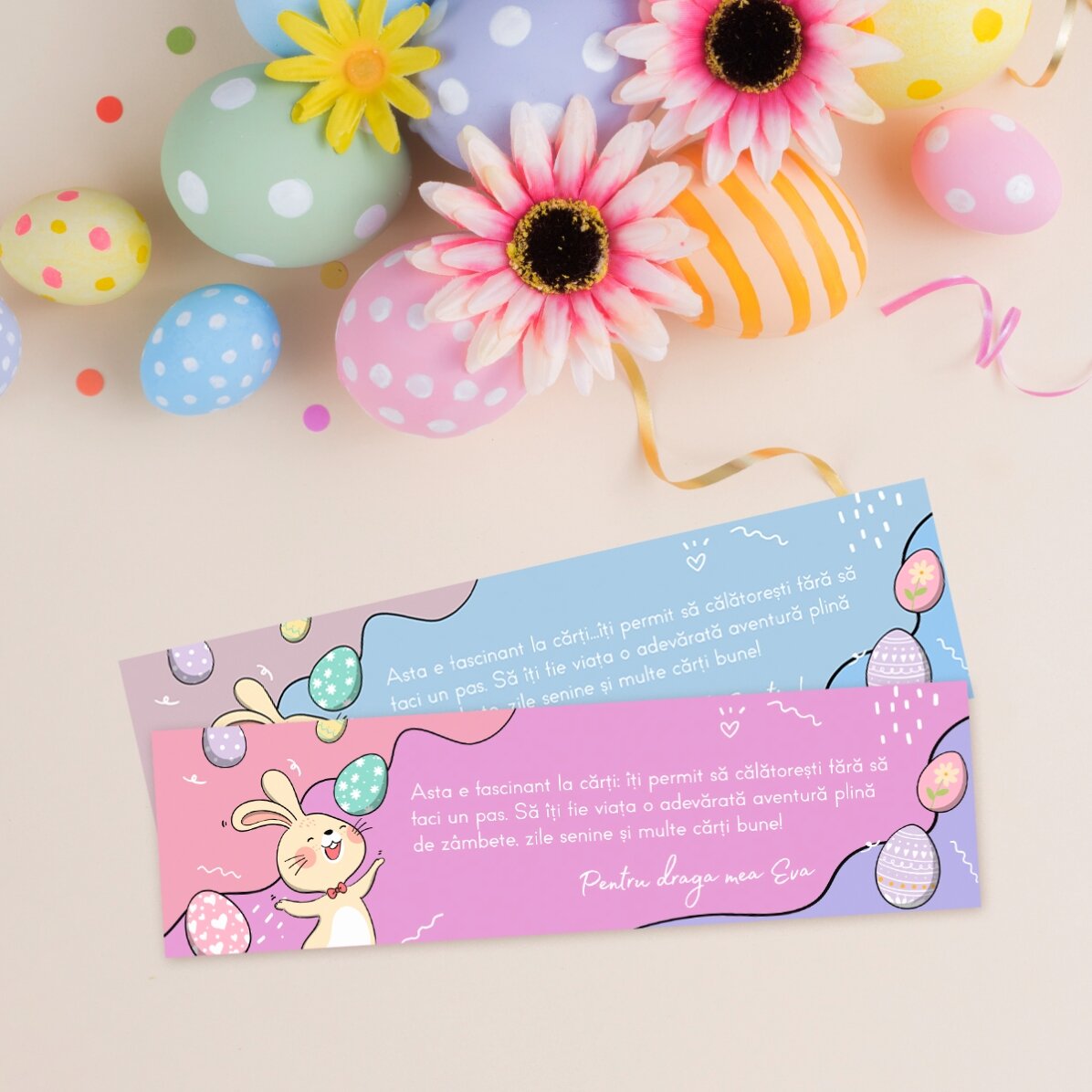 Semn de carte personalizat cu mesaj de Paște