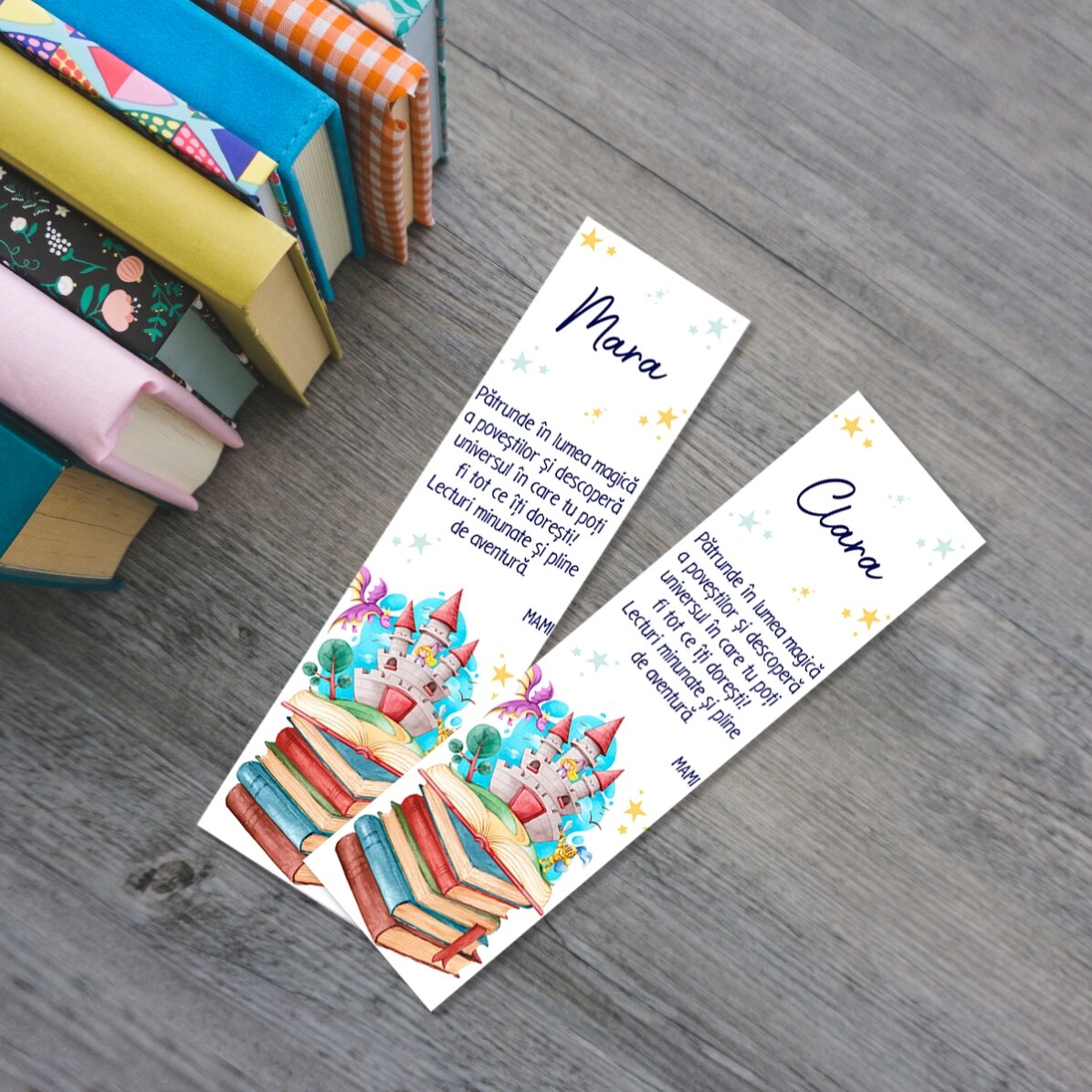 Semn de carte personalizat cu mesaj - Lumea magică a poveștilor