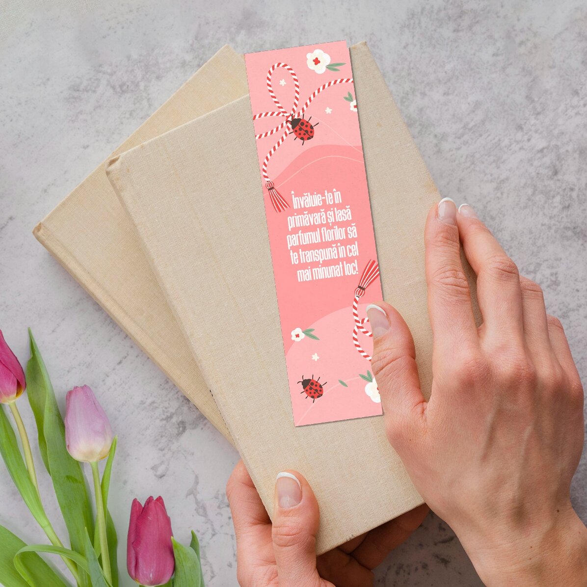 Semn de carte personalizat cu mesaj - Mărțișor