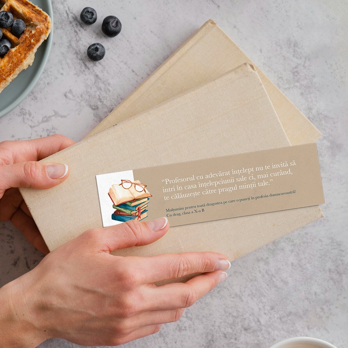 Semn de carte personalizat cu mesaj pentru profesori