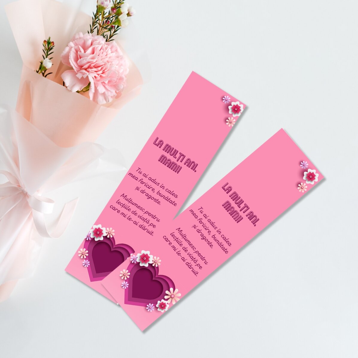 Semn de carte personalizat cu mesaj - Pink heart