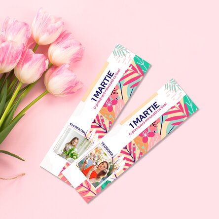 Semn de carte personalizat cu poză și text - Floral
