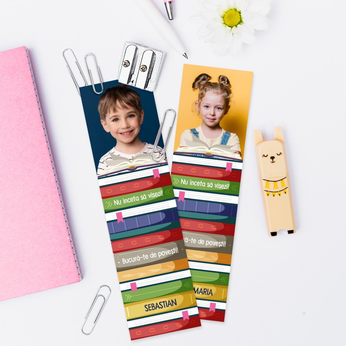 Semn de carte personalizat cu poză și text - Iubitor de cărți