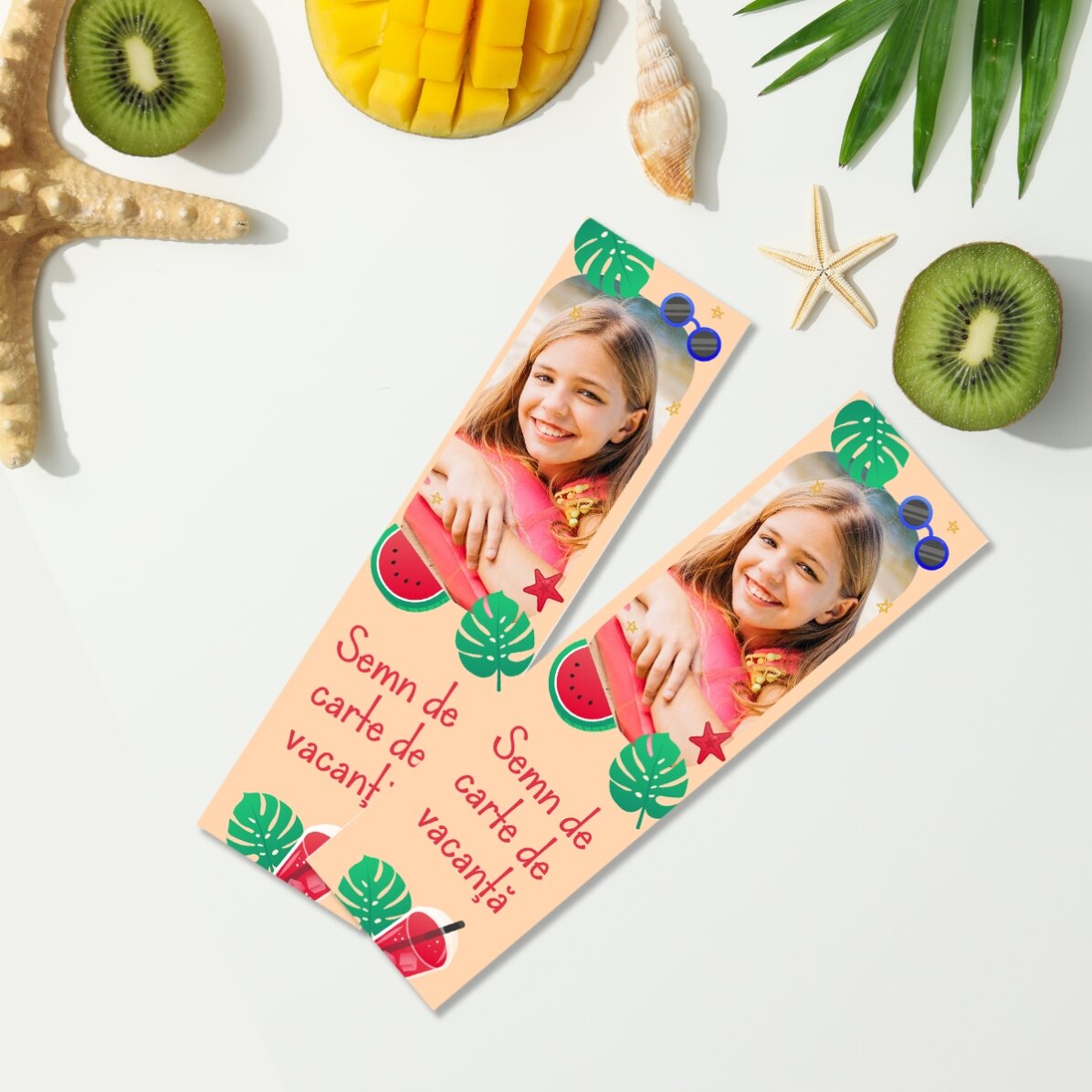 Semn de carte personalizat cu poză și text - Vacanță de vară