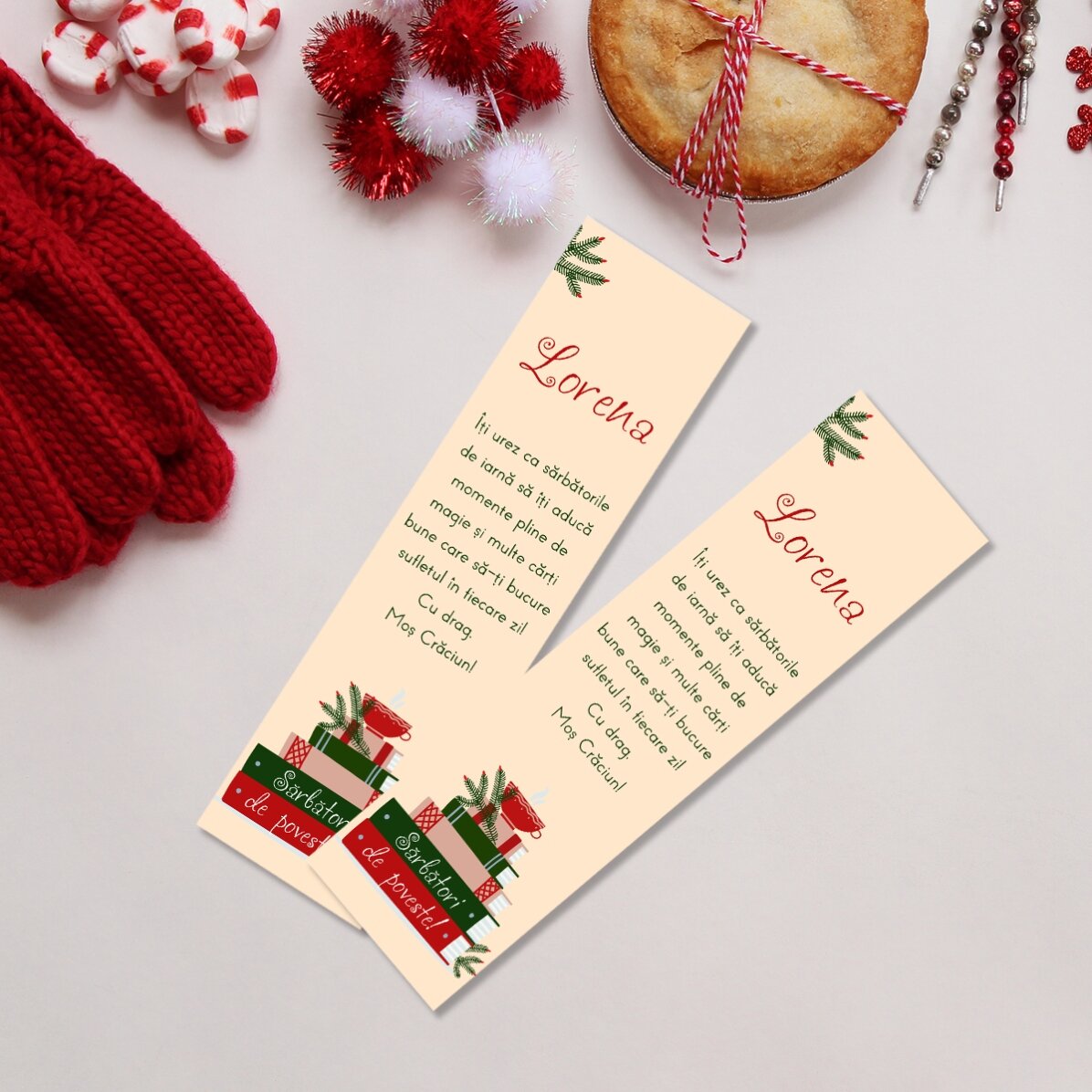 Semn de carte personalizat cu text - Christmas